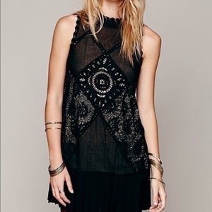 Free People black lace flowy dress